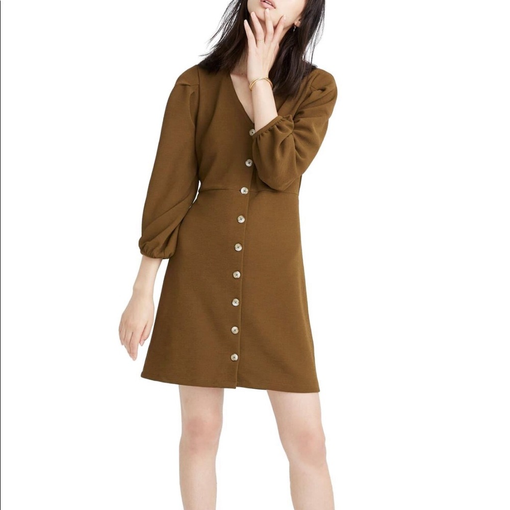 NWT Madewell Crepe Balloon Sleeve Button Front Dress